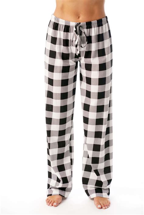Vning Women Buffalo Plaid Pajama Pants Sleepwear White Black Buffalo ...
