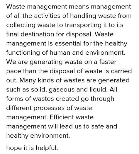 writr a paragraph of about 100 words on waste management. - Brainly.in