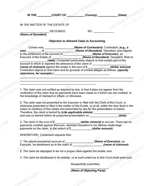 Oklahoma City Oklahoma Objection to Allowed Claim in Accounting | US ...