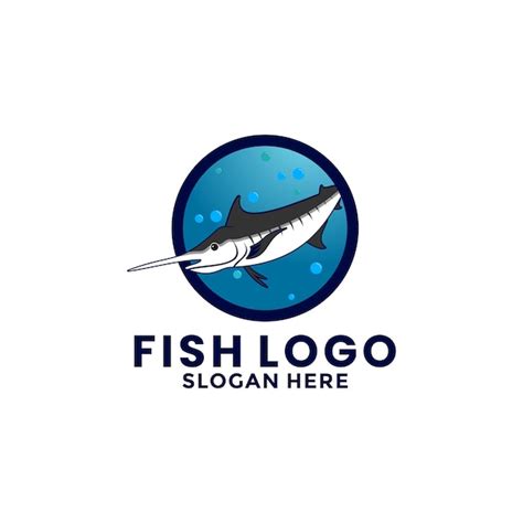 Marlin fresh fish line icon vector fish logo template | Premium Vector