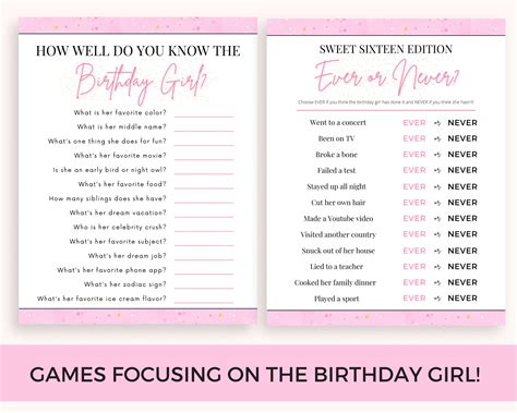 Sweet 16 Games Sweet Sixteen Birthday Games Printable 16th - Etsy