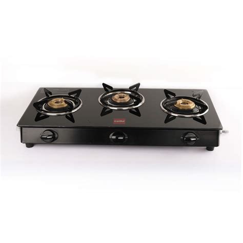 Buy Cello Prima Gas Stove 3 Burner Glass Top, Black, ISI Certified ...