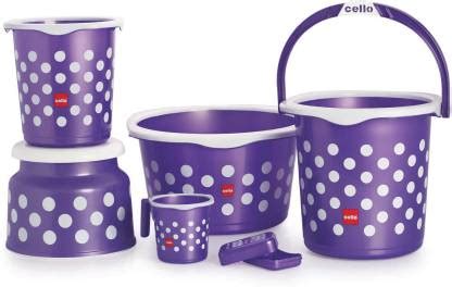 cello fusion bathroom set purple 16 L Plastic Bucket Price in India ...