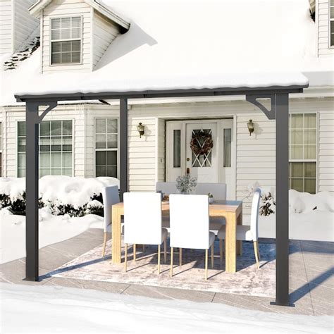 AECOJOY 8-ft x 8-ft Gazebos Black Gazebo with Hardtop Roof in the ...
