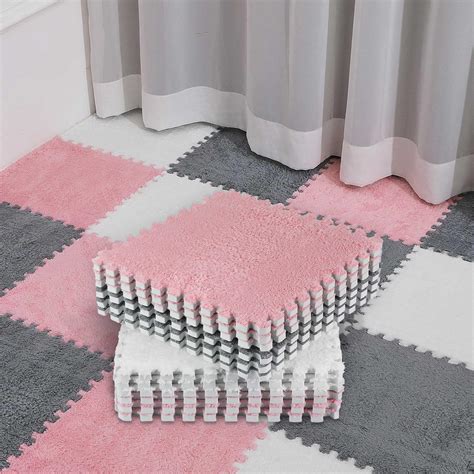 Amazon.com: 18 Pcs Plush Foam Floor Mat Square Interlocking Carpet ...