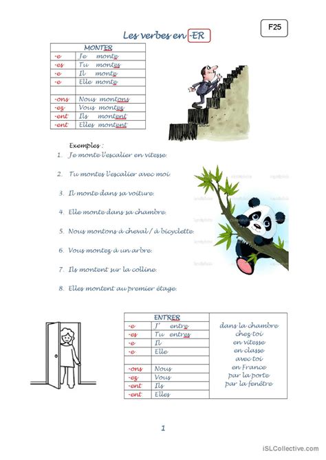 Les verbes en -ER: Français FLE fiches pedagogiques pdf & doc