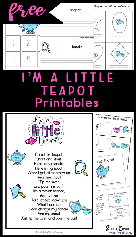 I'm a Little Teapot Printables | Nursery rhyme math activities ...