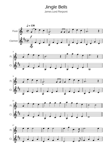 Jingle Bells - Flute and Clarinet Duet (arr. Ygor Nunes) by James Lorde ...