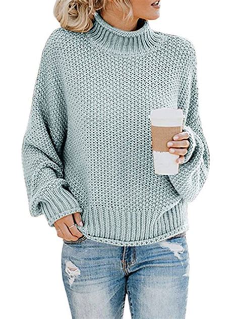 Casual Knitted Sweater, Chunky Knit Jumper, Oversized Turtleneck ...