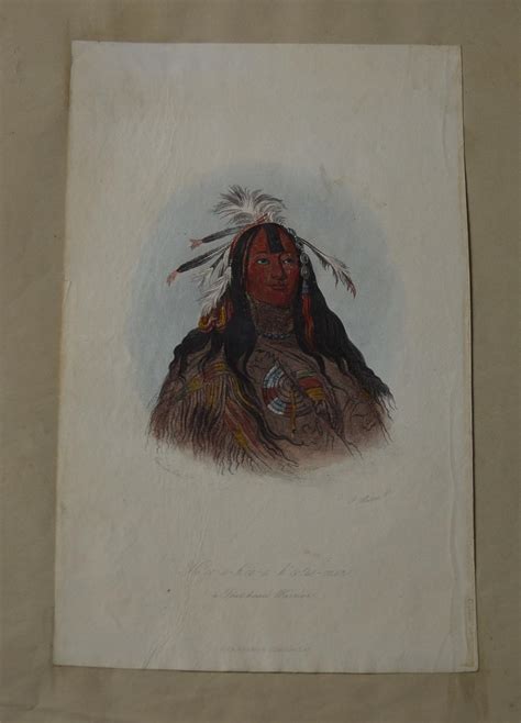 Antique Coloured Lithograph Print Native American Flat Head Warrior ...