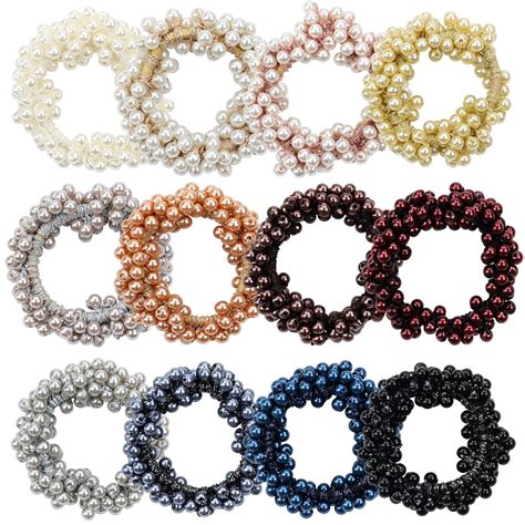 Amazon.com : Dizila 12 Pack Stretchy Bling Glitter Sparkly Pearl Hair ...