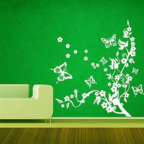 DECOR Kafe Home Decor Butter Fly Flowers Wall Sticker, Wall Sticker for ...