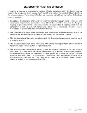 Fillable Online STATEMENT OF PRACTICAL DIFFICULTY Fax Email Print ...