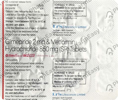 Glimisave M2 850mg Strip Of 15 Tablets: Uses, Side Effects, Price ...