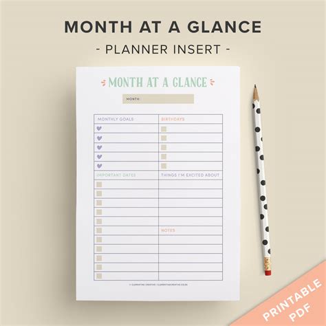 Month At A Glance Blank Calendar Template - The Best Template Example