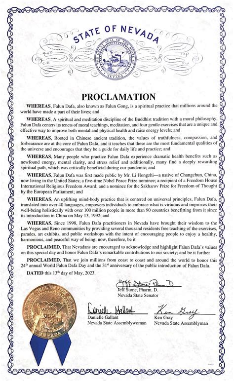 Nevada, Hoa Kỳ: Các quan chức đắc cử ca ngợi Pháp Luân Đại Pháp và nhà ...