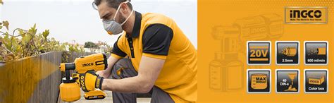 INGCO 20V Cordless Spray Gun, Spray Paint Machine, 800Ml, 600 Ml/Min ...