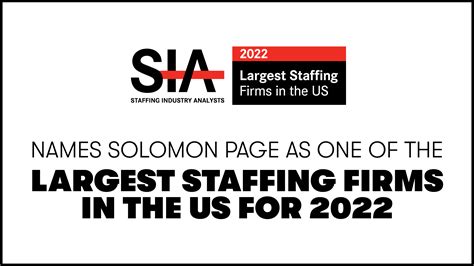 Staffing Industry Analysts Names Solomon Page as One of the Largest US ...