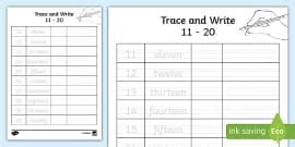 1-10 in Words Trace and Write Worksheet