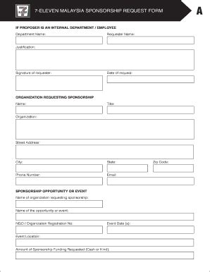 2014 MY 7-Eleven Sponsorship Request Form Fill Online, Printable ...