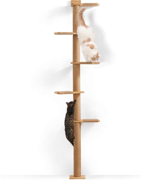 FUKUMARU Tall Cat Tree, 5 Tier Floor to Ceiling Cat Tower, Wall-Mounted ...