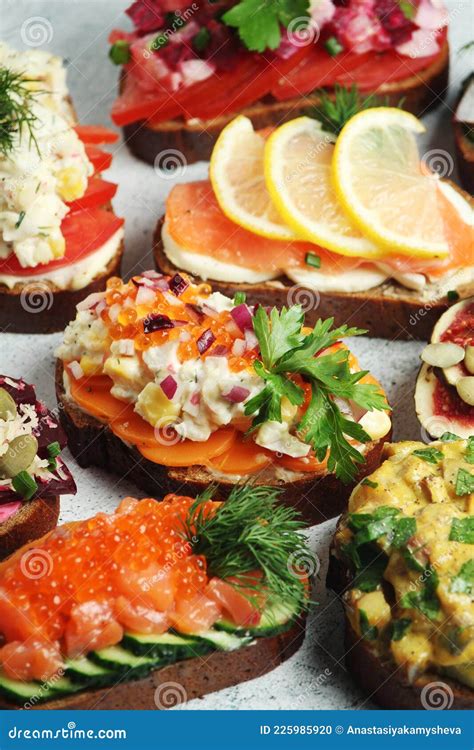 Smorrebrod is a Traditional Scandinavian Open-faced Sandwich Stock ...
