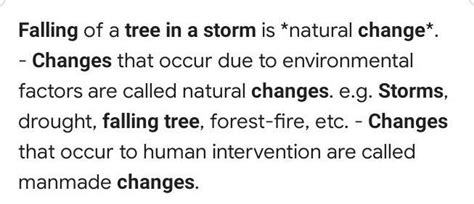 What kind of change is the falling of tree in a storm? - Brainly.in