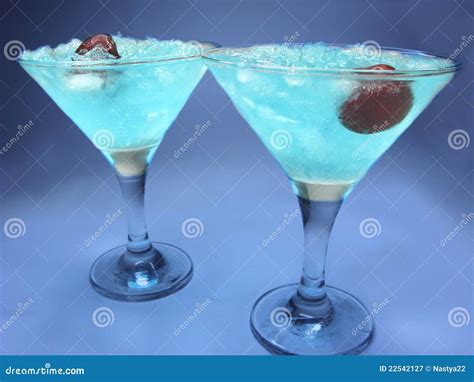 Alcohol Liqueur Blue Curacao Cocktails with Cherry Stock Image - Image ...