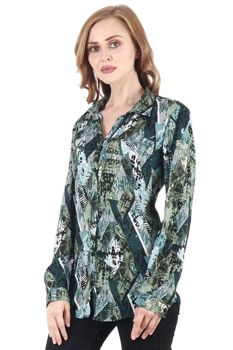 Abstract Print Long Sleeve Georgette Shirt - Casual Regular Fit with ...