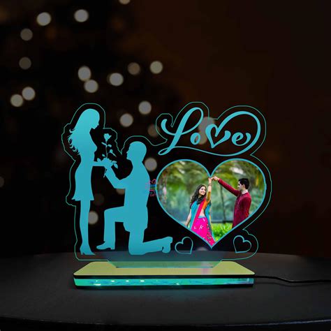 3D Acrylic Love Heart Multi-Led Table Lamp - love craft gift