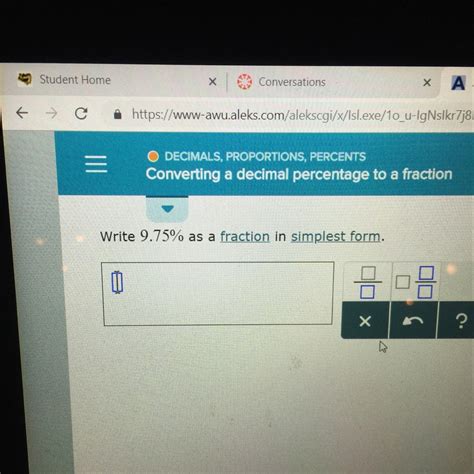 Write 9.75% as a fraction in simplest form - brainly.com