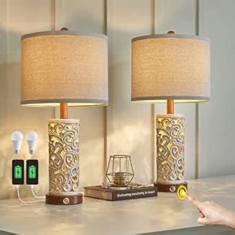 Buy OYEARS 3-Way Dimmable 22'' USB A+C Touch Control Table Lamp Set of ...