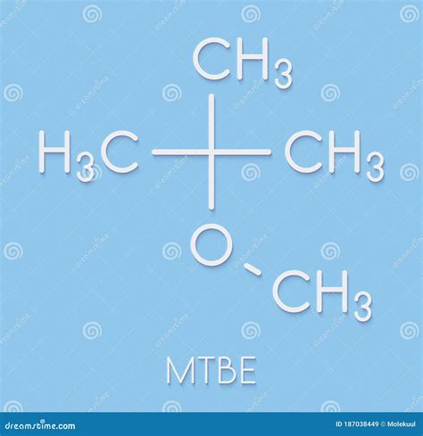 Methyl Tert-butyl Ether (MTBE, TBME) Gasoline Additive Molecule. Atoms ...