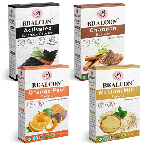 Buy BRALCONActivated Charcoal, Chandan, Orange, Multani Mitti Powder ...