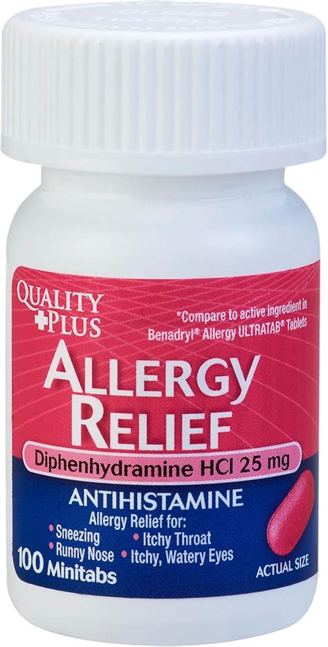 QUALITY PLUS Allergy Relief Tablets with Diphenhydramine 25mg, India | Ubuy