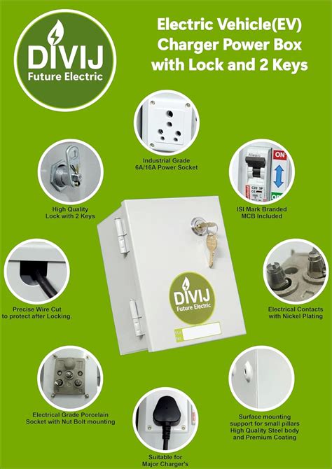 Divij EV Charger Power Box with Lock & 2 Keys,MCB, 6/16A Socket ...