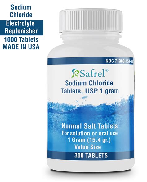 Buy Safrel Sodium Chloride Tablets 1 gm, USP | 300 Count | Normal Salt Tablets | (15.4gr ...