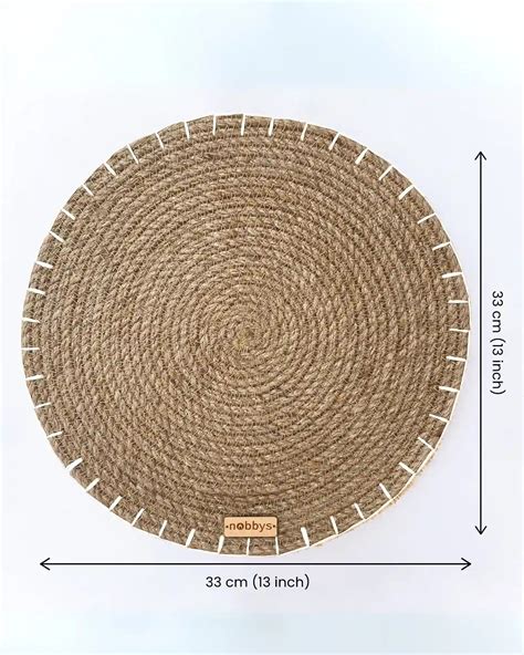 Jute Round Table Mat with Raffia Embroidery – Nobbys
