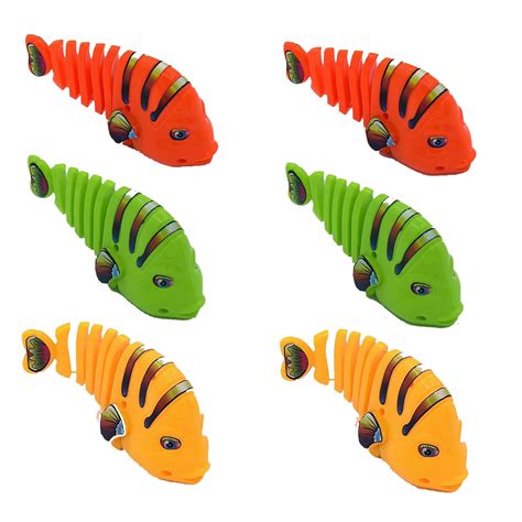 XUYAN 6 PCS Plastic Wind Up Wiggle Fish Toys 2024 New Clockwork ...