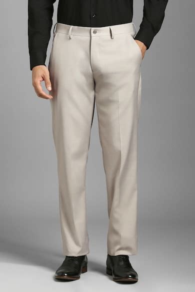 Buy Men Grey Textured Flat Front Formal Trousers Online - 39949128 ...