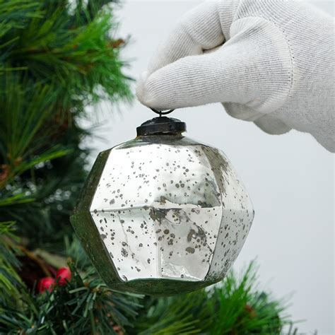 Antique Mercury Glass Geometric Hanging Ornament