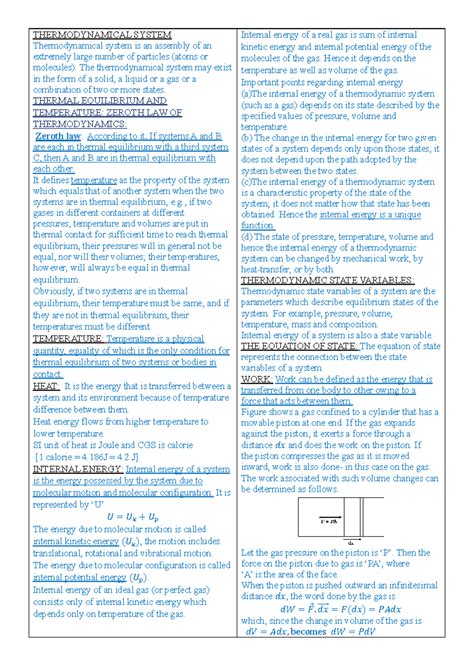 Thermodynamics Notes: Key Concepts and Laws (Course Code: THERMO101 ...
