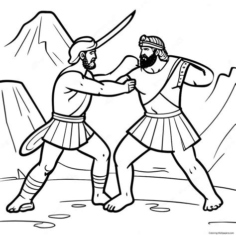 David And Saul Epic Battle Coloring Page (70194-55547)