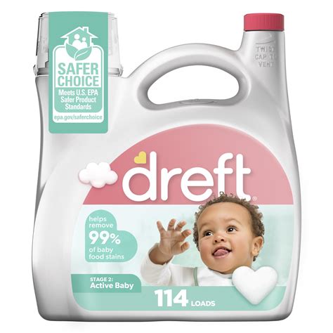 Dreft Stage 2 Active Baby Liquid Laundry Detergent, Hypoallergenic ...