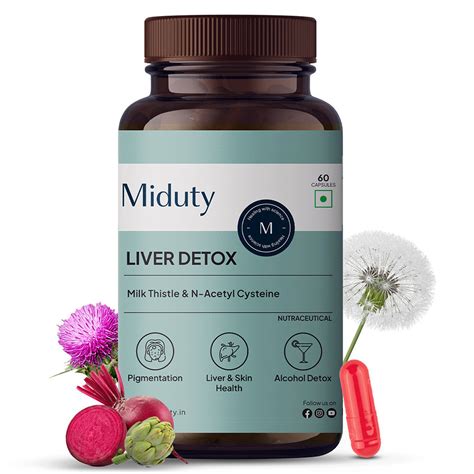 Buy Miduty Liver Detox Milk Thistle With NAC 900mg For Fatty Liver ...