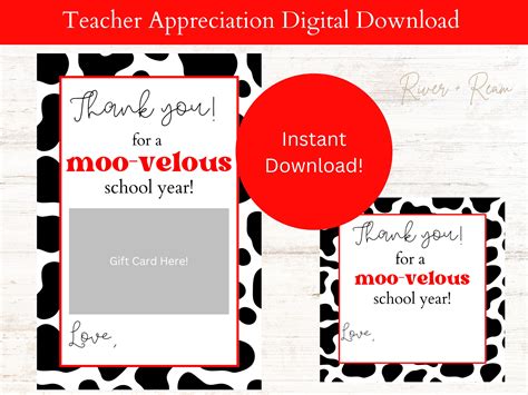 Printable Chick Fil A Teacher Appreciation Digital Download, Gift Card ...