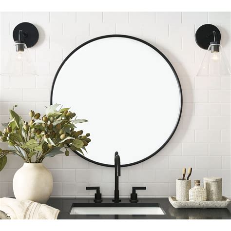 G-LEAF Black Round Mirror 28 inch, Circle Mirror for Bathroom, Entryway ...