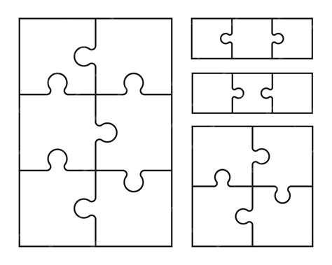 Puzzles grid jigsaw puzzle 6 4 and 3 pieces | Premium Vector
