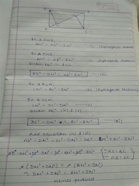 abcd is a rectangle . points m and n are on bd such that am ...