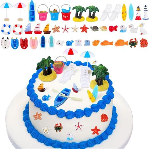 Buy 50 Pcs Beach Chair Umbrella Cake Decoration, Summer Ocean Cake ...